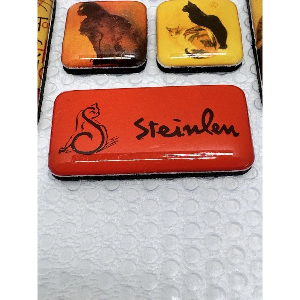 Steinlen Black Cat Refrigerator Magnets Fridge (6) Felines Black & Orange Kitty